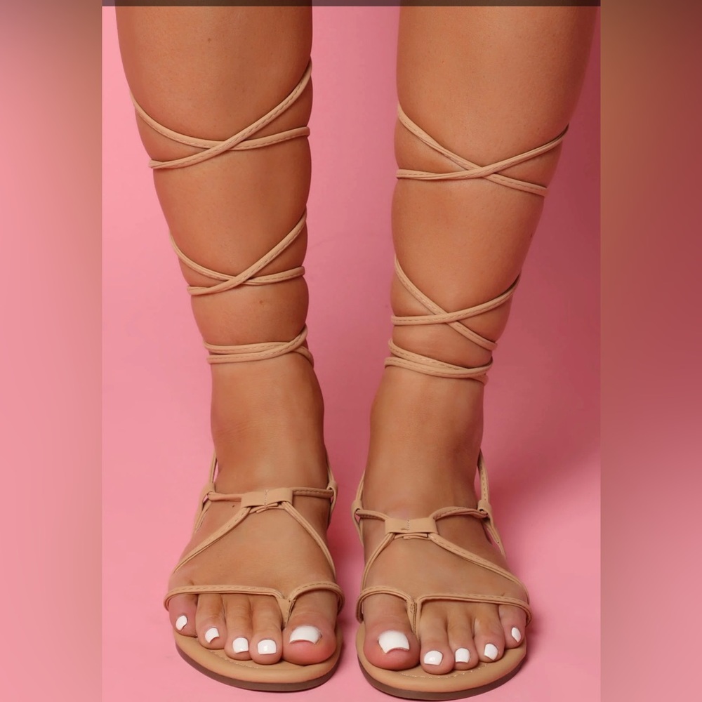 Wrap up sandals nude color size 11